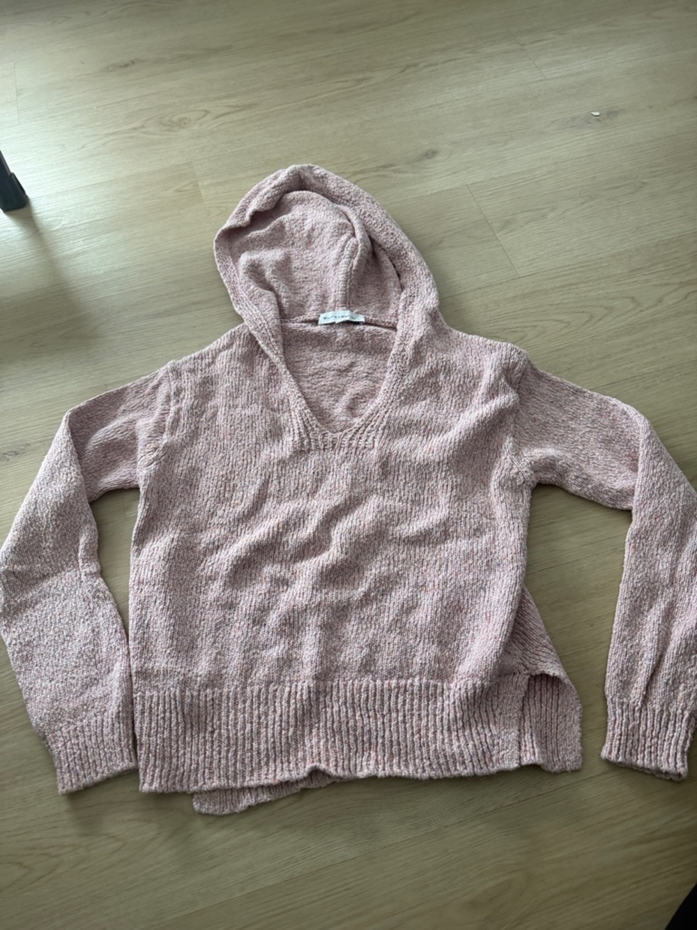 White + Warren Blush Pink Hooded Cowl Sweater